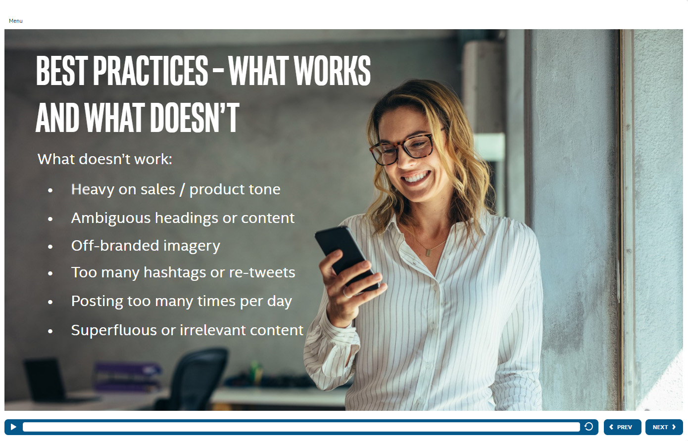 Social media course — best-practices slide
