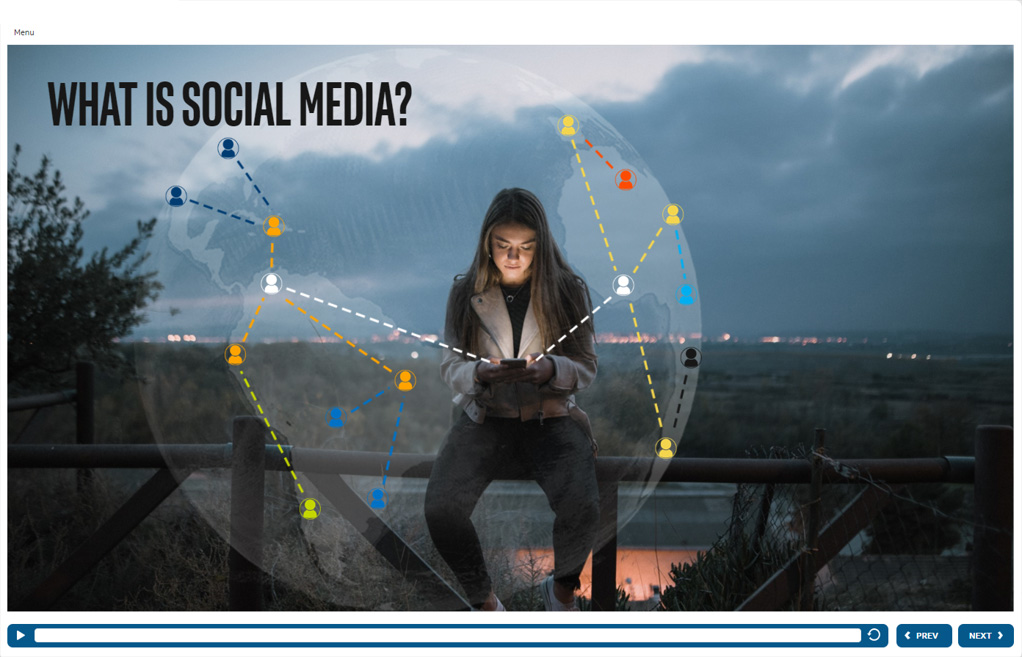 Social media course — 'What is social media?' title slide